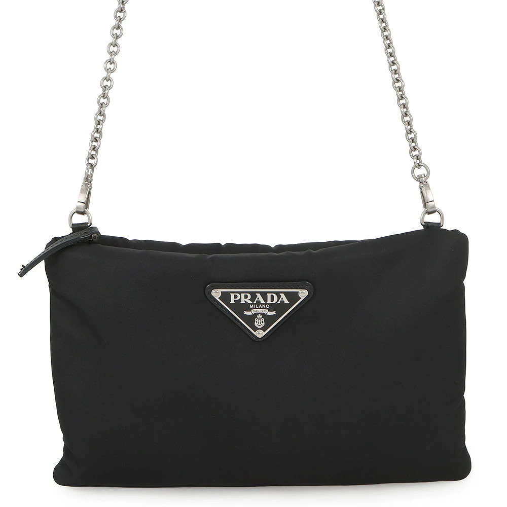 Prada Chain Shoulder Bag Triangle Black